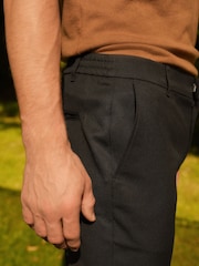 Negro - Pantalones de chándal elegantes con cintura elástica y parte delantera lisa - Imagen 8 de 11