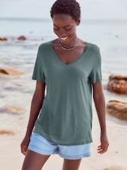 Blue Slouch V-Neck T-Shirt - Image 1 of 5