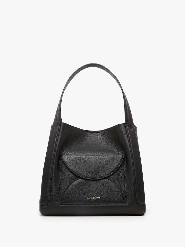 Черный - Jasper Conran London Darcey Leather 3 Section Hobo Bag - Image 1 of 5