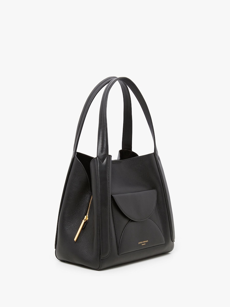Черный - Jasper Conran London Darcey Leather 3 Section Hobo Bag - Image 2 of 5