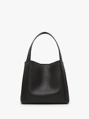 Черный - Jasper Conran London Darcey Leather 3 Section Hobo Bag - Image 3 of 5