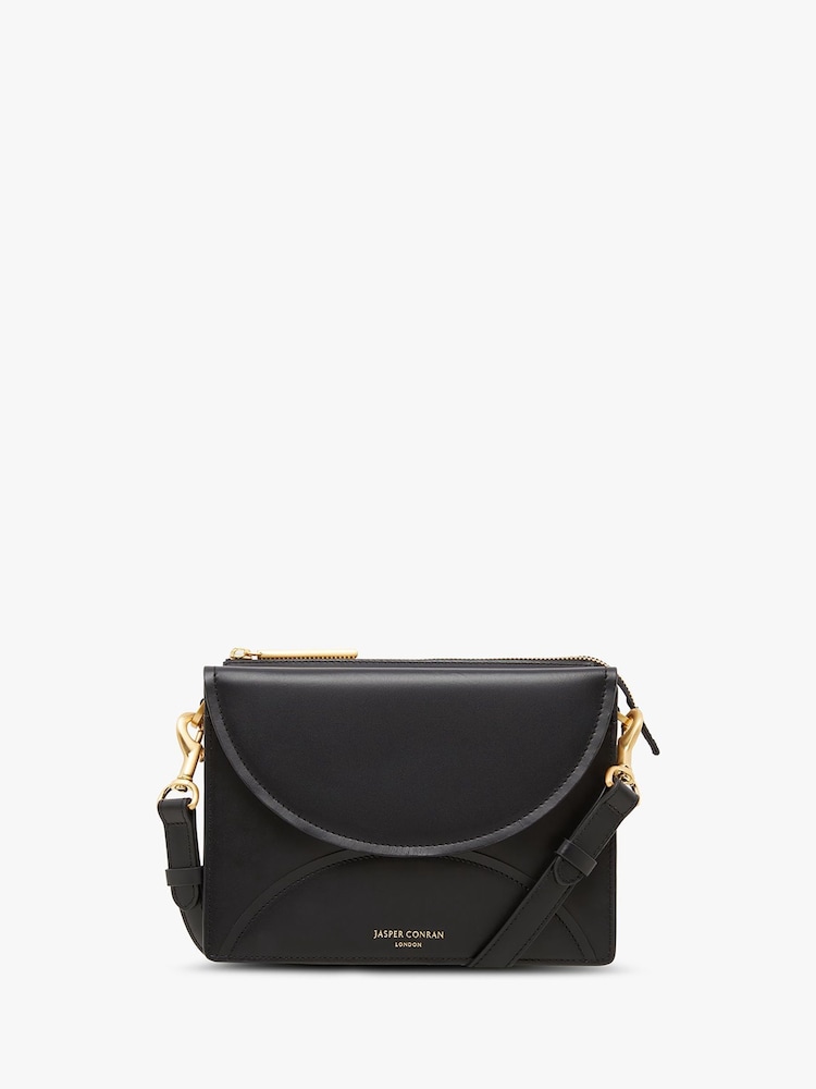 Jasper Conran London Darcey Leather Double Flap Cross-Body Bag - Image 1 of 5