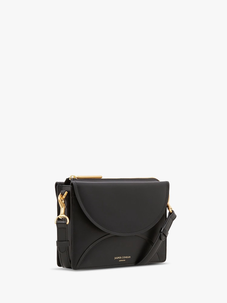 Jasper Conran London Darcey Leather Double Flap Cross-Body Bag - Image 2 of 5