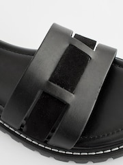 Black Extra Wide Fit Forever Comfort® Leather Cleated Sandals - Image 5 of 6