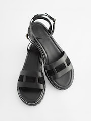 Black Extra Wide Fit Forever Comfort® Leather Cleated Sandals - Image 6 of 6