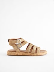 Sand Brown Standard/Wide Fit Forever Comfort® Leather Gladiator Sandals - Image 3 of 6