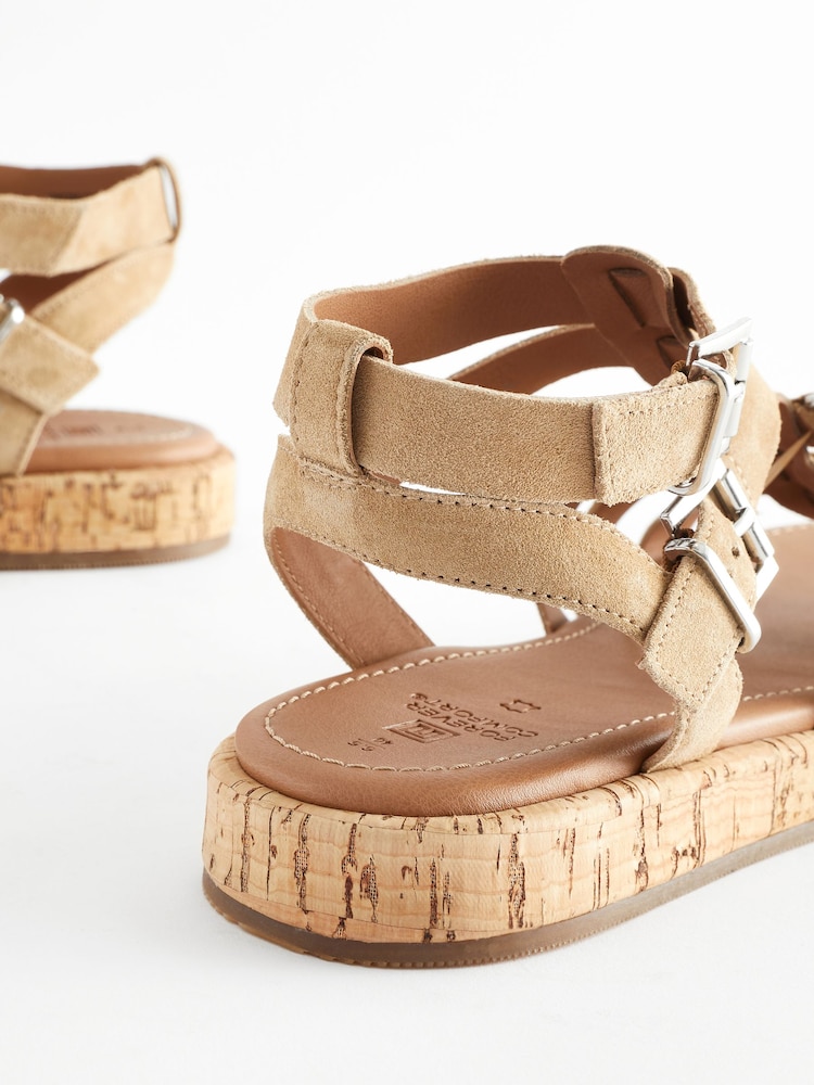 Leather Gladiator Real Leather Never Worn Size 9 Womens Gladiator Flat Sandals in Brown, size: 9 by Medieval  main image 2