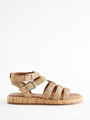 Sand Brown Extra Wide Fit Forever Comfort® Leather Gladiator Sandals - Image 2 of 5