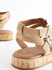 Sand Brown Extra Wide Fit Forever Comfort® Leather Gladiator Sandals - Image 3 of 5