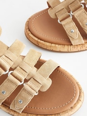 Sand Brown Extra Wide Fit Forever Comfort® Leather Gladiator Sandals - Image 4 of 5