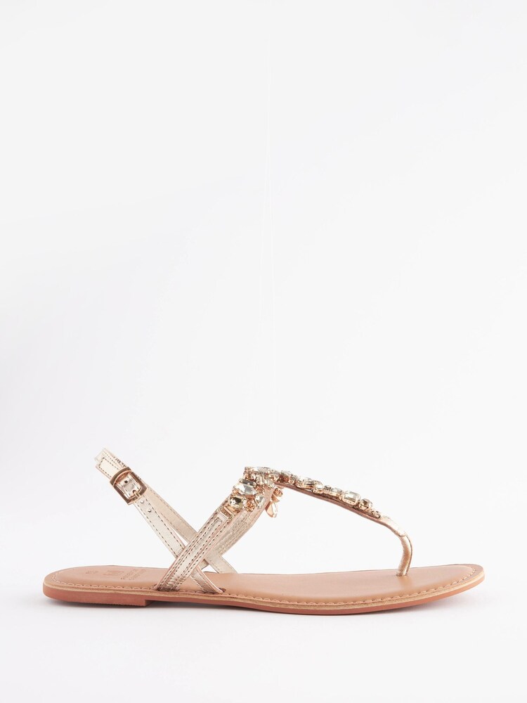 Gold Extra Wide Fit Forever Comfort® Jewel Toe Post Sandals - Image 2 of 6 Gold Extra Wide Fit Forever Comfort® Jewel Toe Post Sandals - Image 2 of 6