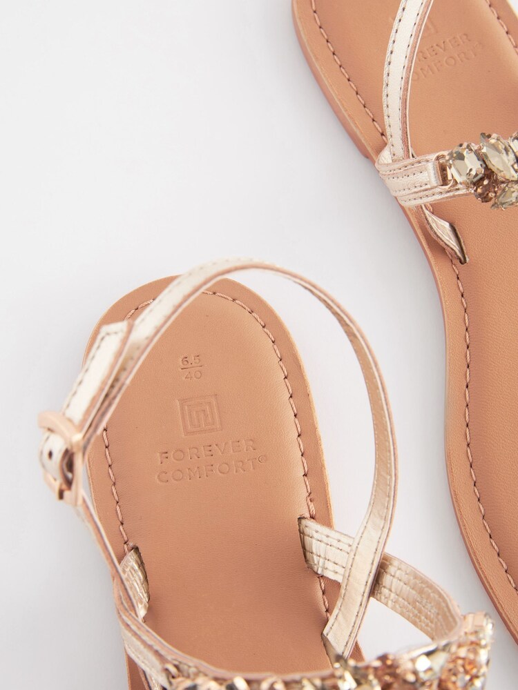 Gold Extra Wide Fit Forever Comfort® Jewel Toe Post Sandals - Image 6 of 6 Gold Extra Wide Fit Forever Comfort® Jewel Toe Post Sandals - Image 6 of 6