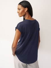 Blue Dark Navy Cap Sleeve T-Shirt Top - Image 2 of 5