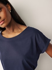 Blue Dark Navy Cap Sleeve T-Shirt Top - Image 3 of 5