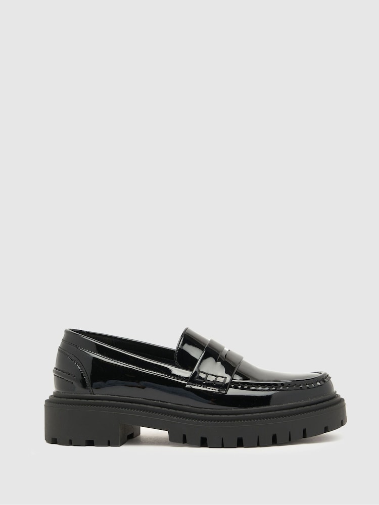Schuh Lexis Patent Chunky Black Loafers - Image 1 of 4