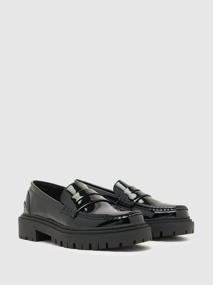 Schuh Lexis Patent Chunky Black Loafers - Image 2 of 4