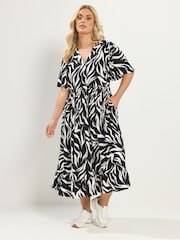 Yours Curve Black Half Placket Dress - Image 2 of 6