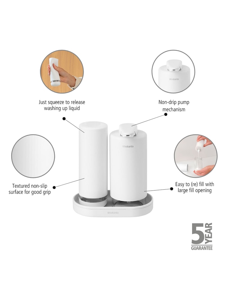 Brabantia White SinkStyle Soap Dispenser Set - Image 6 of 6