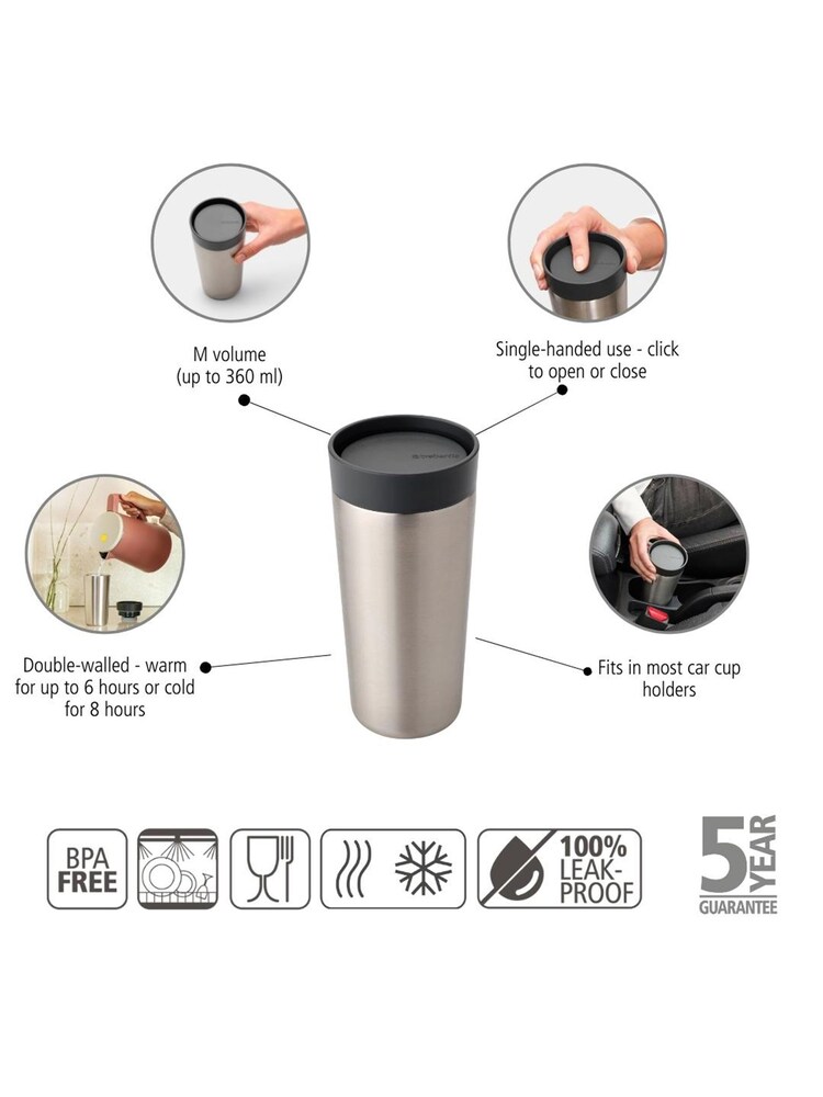 Brabantia Dark Grey Make & Take Insulated Cup 0.36L - Image 6 of 6