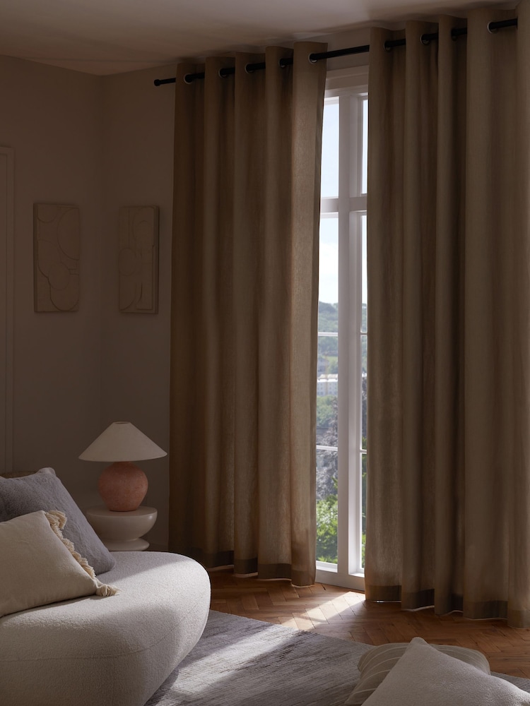 Natural Mink Blackout/Thermal Cotton Eyelet Curtains - Image 3 of 8