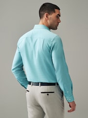 Aqua Blue Trimmed Easy Care Single Cuff Shirt - Image 3 of 9