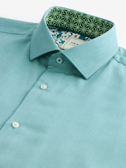 Aqua Blue Trimmed Easy Care Single Cuff Shirt - Image 9 of 9
