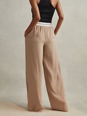 Reiss Stone Abigail Wide Leg Elasticated Trousers - Image 5 of 5