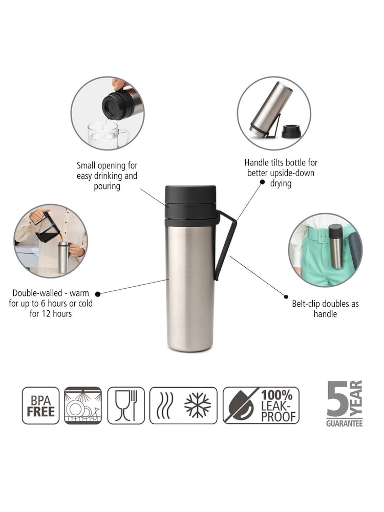 Brabantia Dark Grey Make & Take Insulated Flask 0.5L - Image 6 of 6 Brabantia Dark Grey Make & Take Insulated Flask 0.5L - Image 6 of 6