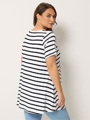 Yours Curve White Stripe Ribbed Swing Top - Image 3 of 5