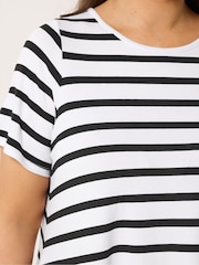 Yours Curve White Stripe Ribbed Swing Top - Image 4 of 5