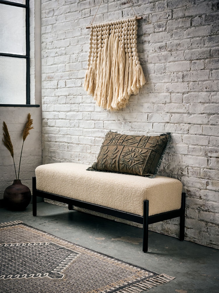 French Connection Mink Kari Teddy Boucle Bench - Image 1 of 6