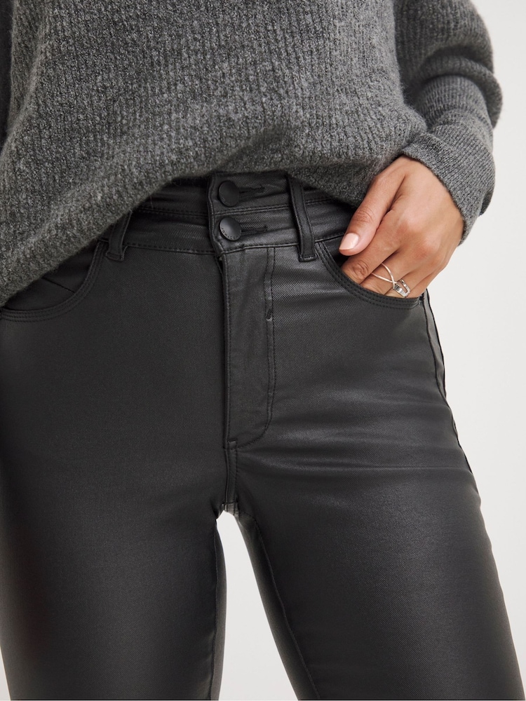 JD Williams Black Magisculpt Coated Skinny Leg Jeans - Image 4 of 4