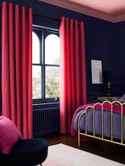 Pink Bright Blackout/Thermal Cotton Eyelet Curtains - Image 1 of 9
