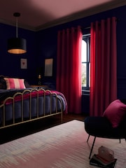 Pink Bright Blackout/Thermal Cotton Eyelet Curtains - Image 3 of 9