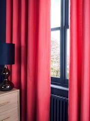 Pink Bright Blackout/Thermal Cotton Eyelet Curtains - Image 6 of 9