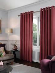 Pink Raspberry Cotton Blackout/Thermal Eyelet Curtains - Image 1 of 7