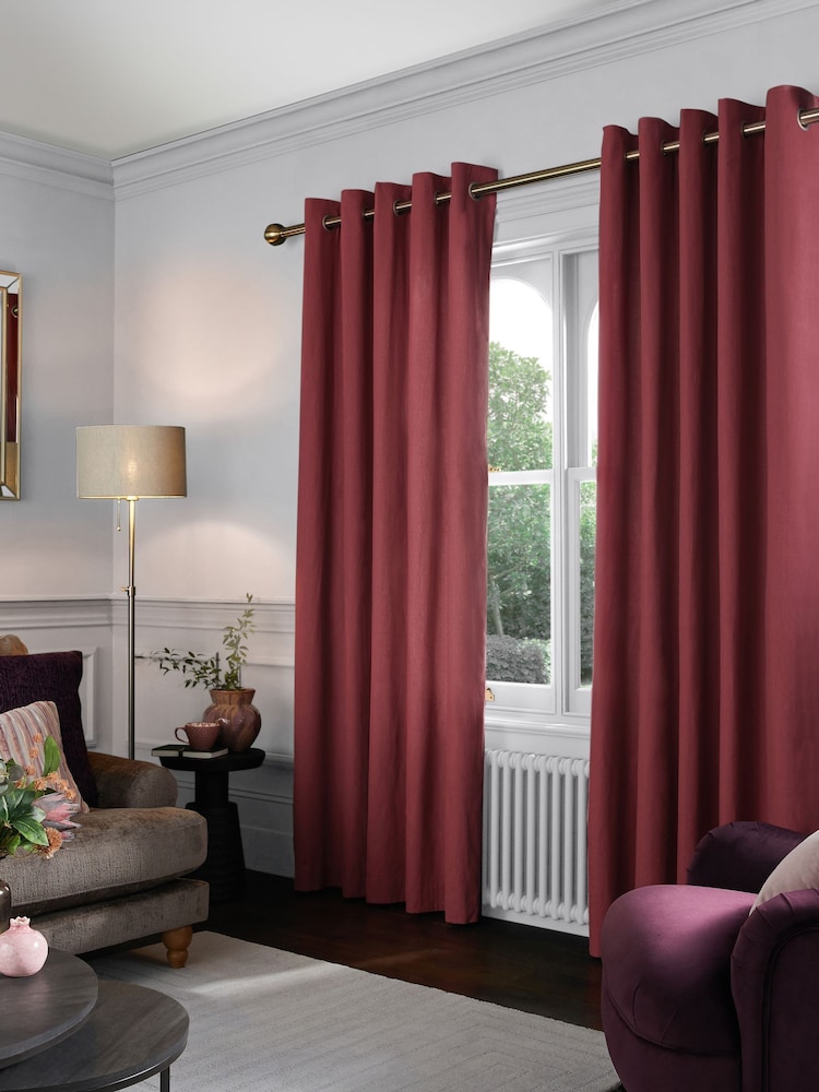 Pink Raspberry Cotton Blackout/Thermal Eyelet Curtains - Image 1 of 7