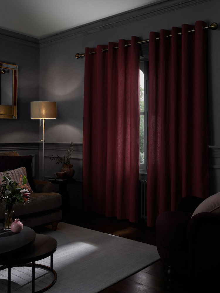 Pink Raspberry Cotton Blackout/Thermal Eyelet Curtains - Image 2 of 7