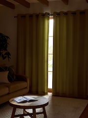 Green Moss Cotton Blackout/Thermal Eyelet Curtains - Image 3 of 8