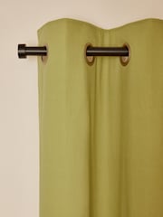 Green Moss Cotton Blackout/Thermal Eyelet Curtains - Image 5 of 8