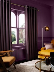 Purple Mulberry Cotton Blackout/Thermal Eyelet Curtains - Image 1 of 10