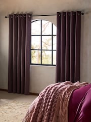 Purple Mulberry Cotton Blackout/Thermal Eyelet Curtains - Image 5 of 10