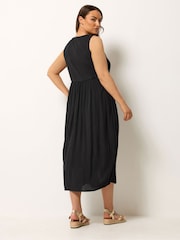 Yours Curve Black Textured Contrast Maxi Dress - Image 3 of 5