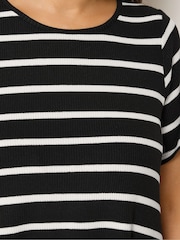 Yours Curve Black/White Stripe Ribbed Swing Top - Image 4 of 4