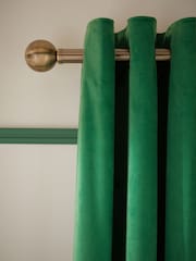 Bright Green Matte Velvet Blackout/Thermal Eyelet Curtains - Image 5 of 7