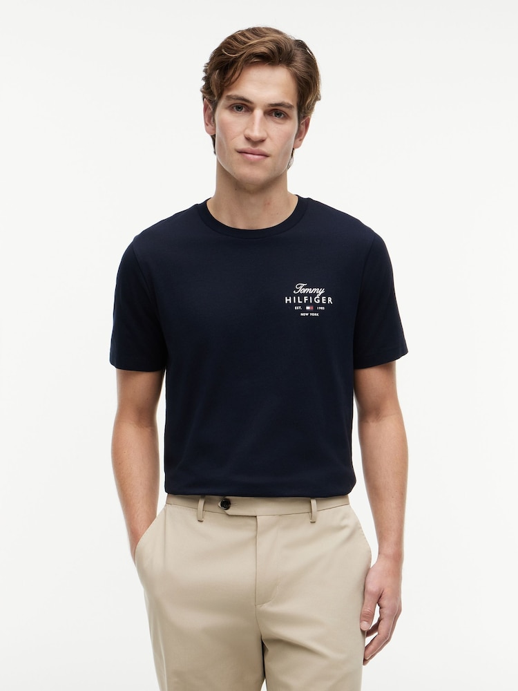 Tommy Hilfiger Blue Logo Jersey Crew Neck T-Shirt - Image 1 of 5