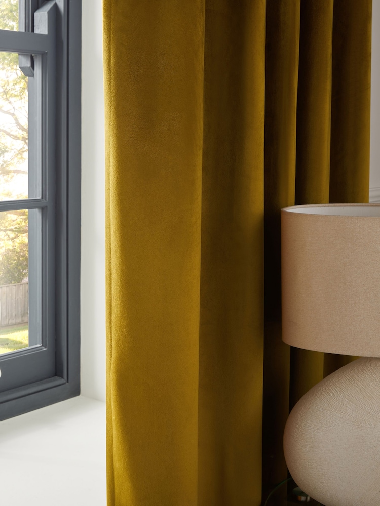Gold Dark Matte Velvet Blackout/Thermal Curtains - Image 3 of 6