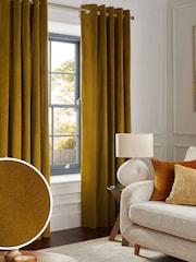 Gold Dark Matte Velvet Blackout/Thermal Curtains - Image 9 of 9