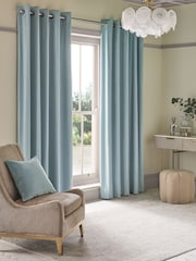 Blue Light Matte Velvet Blackout/Thermal Eyelet Curtains - Image 1 of 9