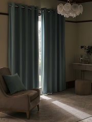 Blue Light Matte Velvet Blackout/Thermal Eyelet Curtains - Image 2 of 9